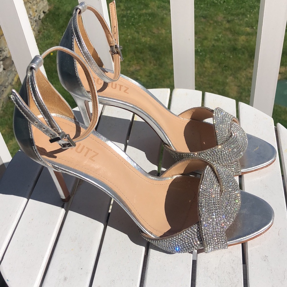 Shutz silver sparkle heel sandals